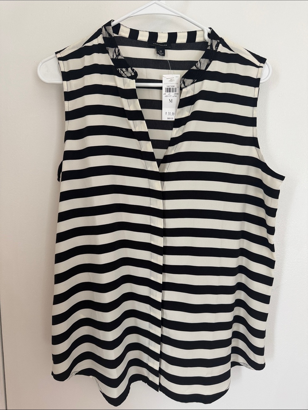Ann Taylor Black & White Striped Sleeveless Camisole